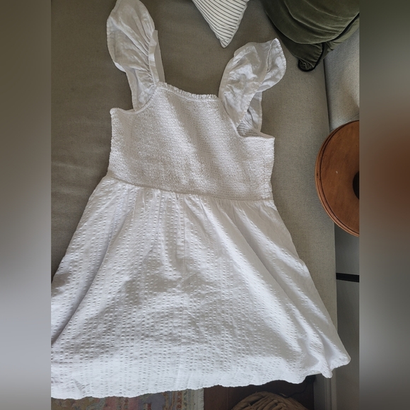 Fit & Flare Flutter-Sleeve Smocked Seersucker Mini Dress - Picture 7 of 7